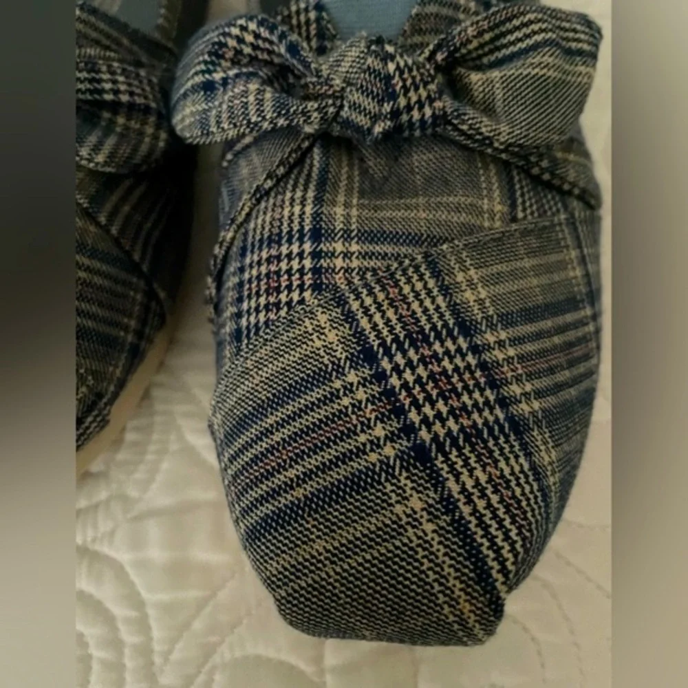 Toms Alpargata Citadel Blue Classic Plaid/Bow flats Sz 11 - Picture 5 of 15